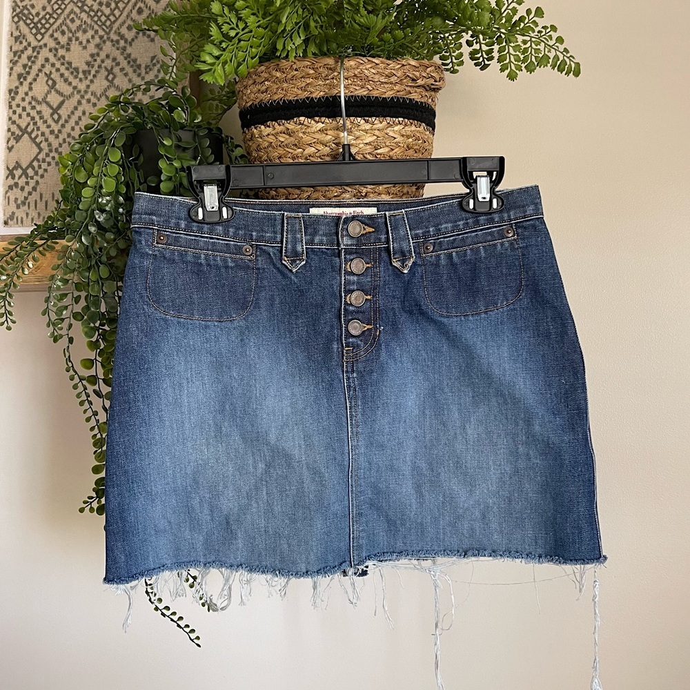 Abercrombie And Fitch Vintage Y2K Mini Skirt Distressed Button Fly Early 2000s